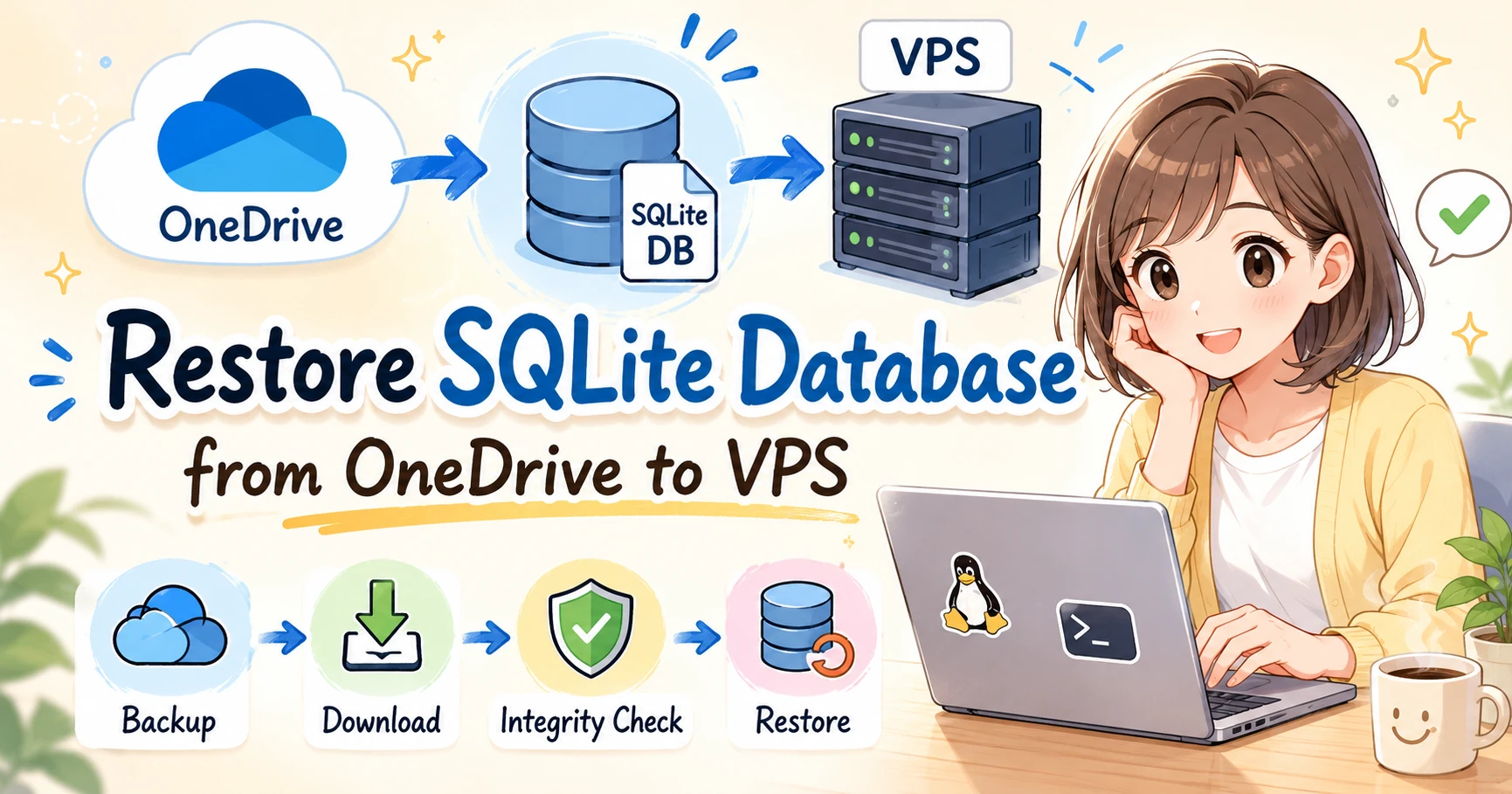 OneDriveに保存したSQLiteデータベースをVPSに復元する手順