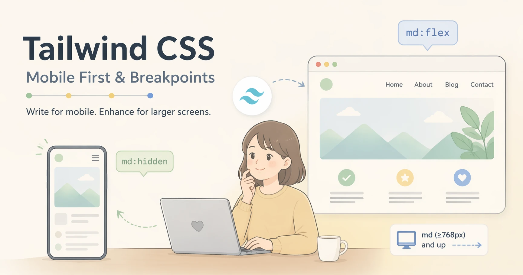Tailwind CSS の md: とモバイルファースト。PCとスマホの表示切り替えで腑に落ちたこと